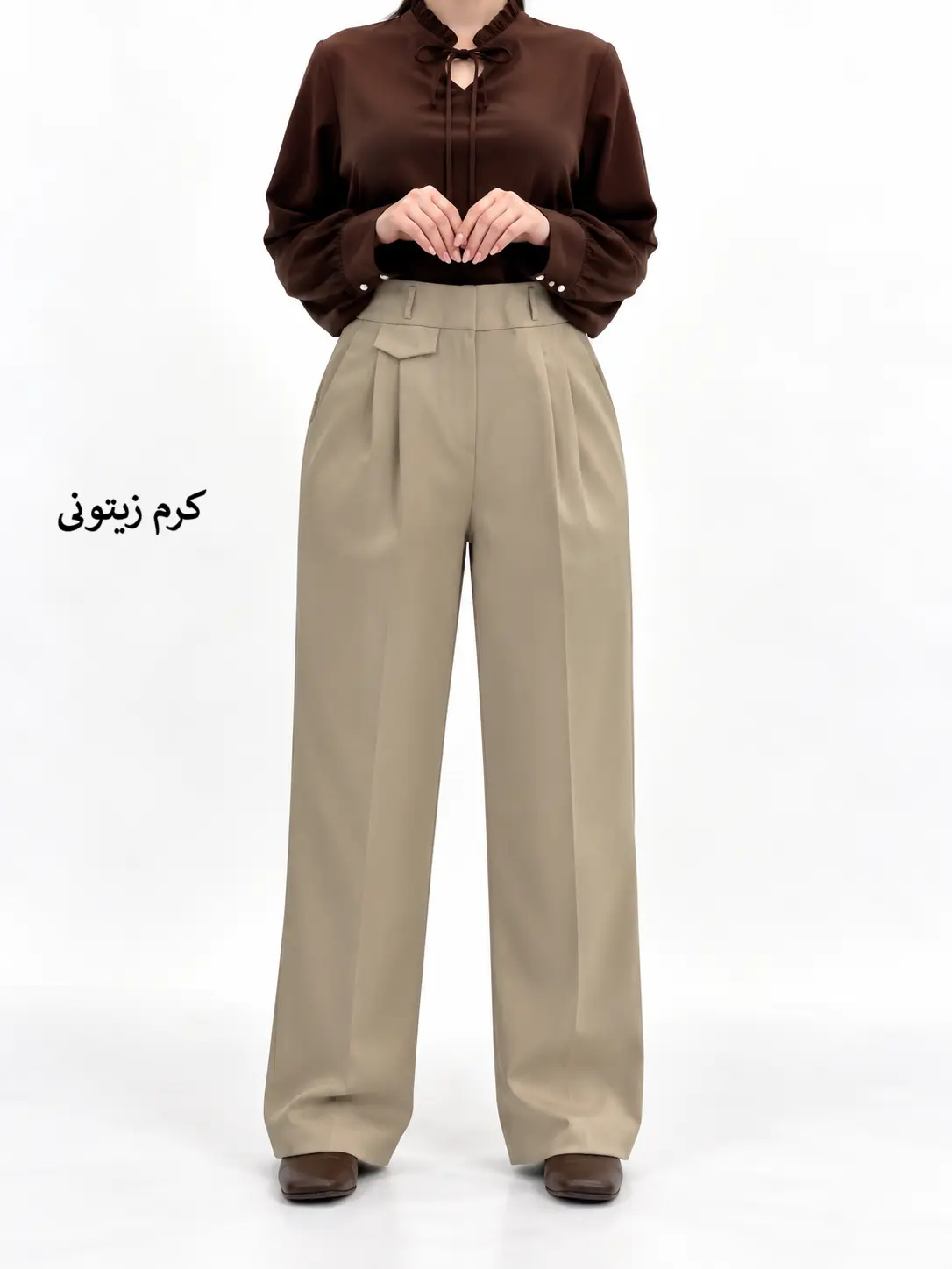 7354-شلوار بگ پیلی دار کرپ (ایراددار)